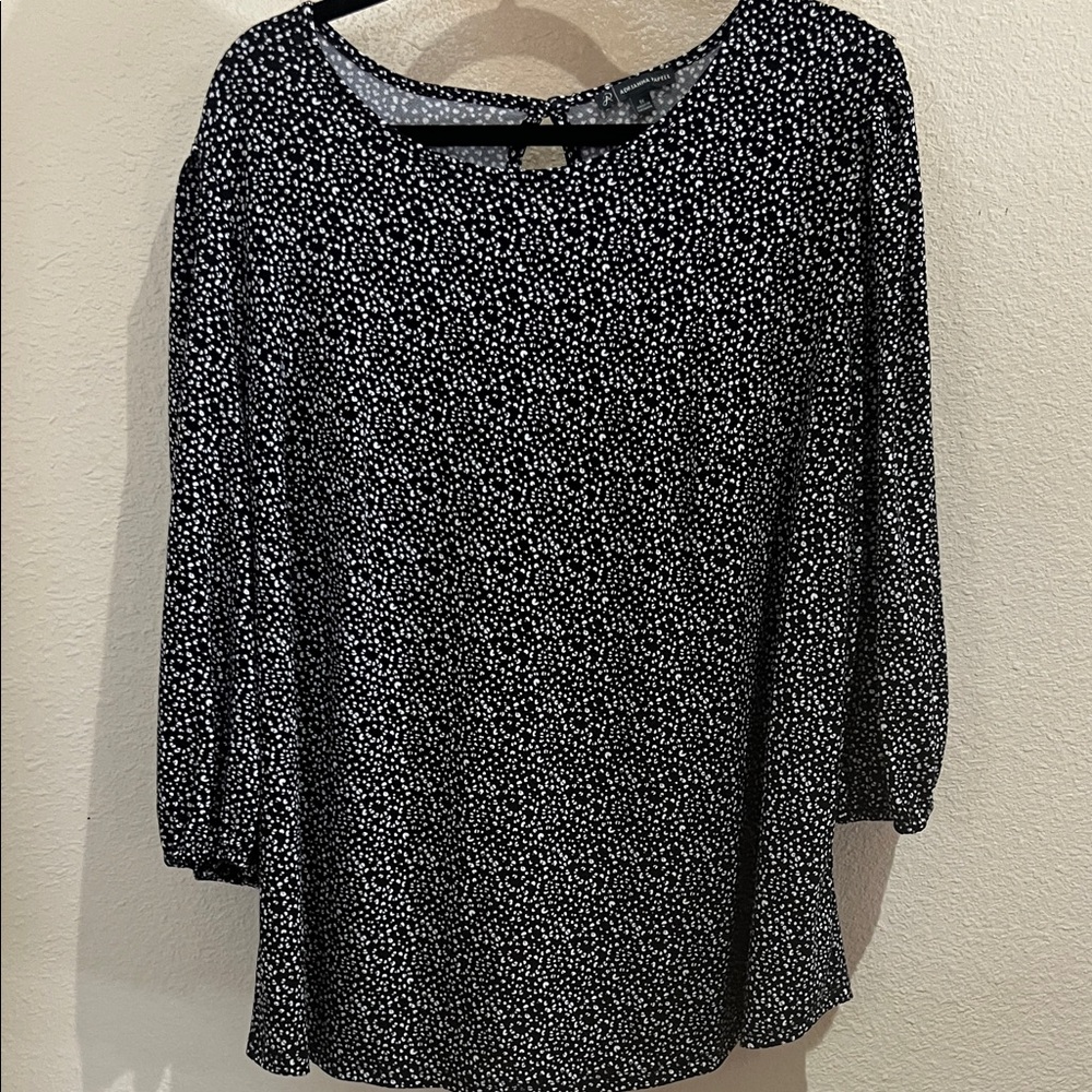 Adrianna Papell Black and White Dotted Blouse